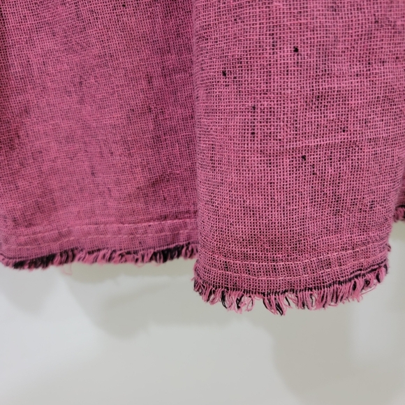 Cut Loose Linen Cotton Blend Top with Pocket Fringe Hem Size XL - Picture 11 of 16